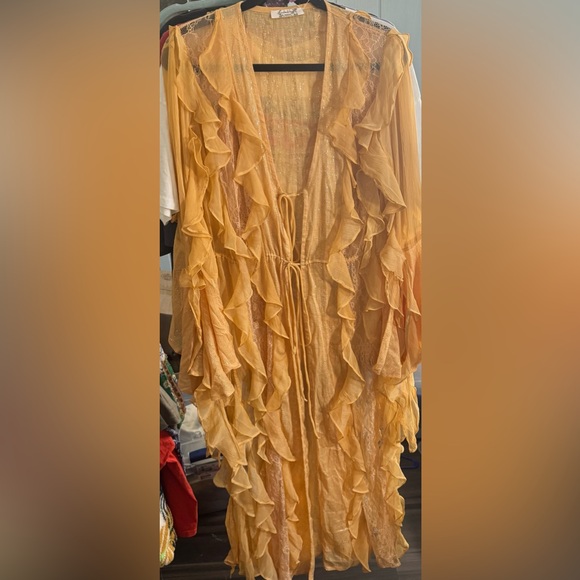 Free People Sheer Ruffle Robe in Yellow - Picture 7 of 7